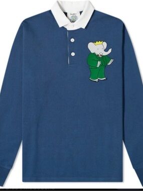 Rowing Blazers Navy Long-Sleeve Rugby with Babar Patch